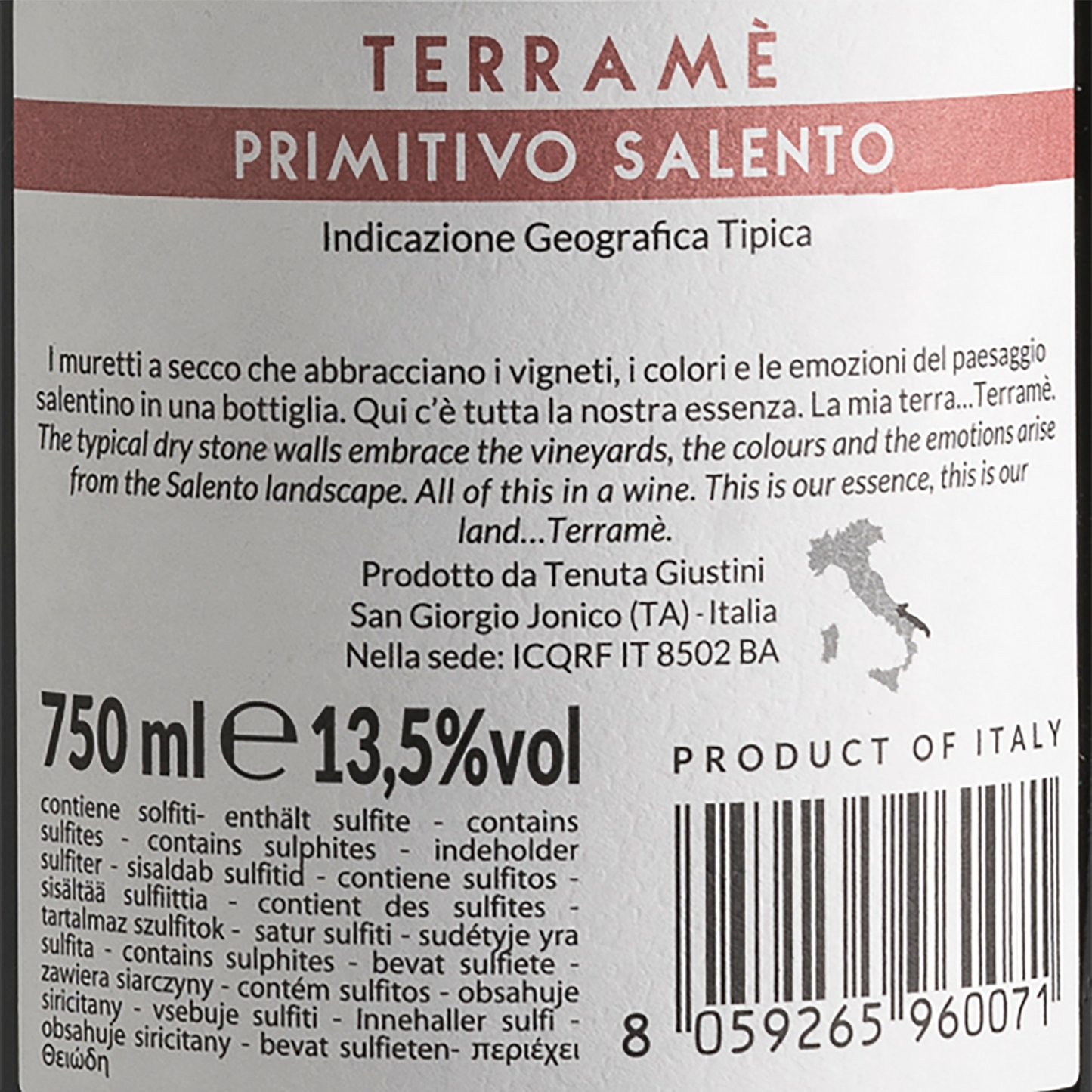 TERRAME Primitivo 2015 (0,75L)